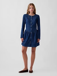 Denim Drop-Waist Mini Dress