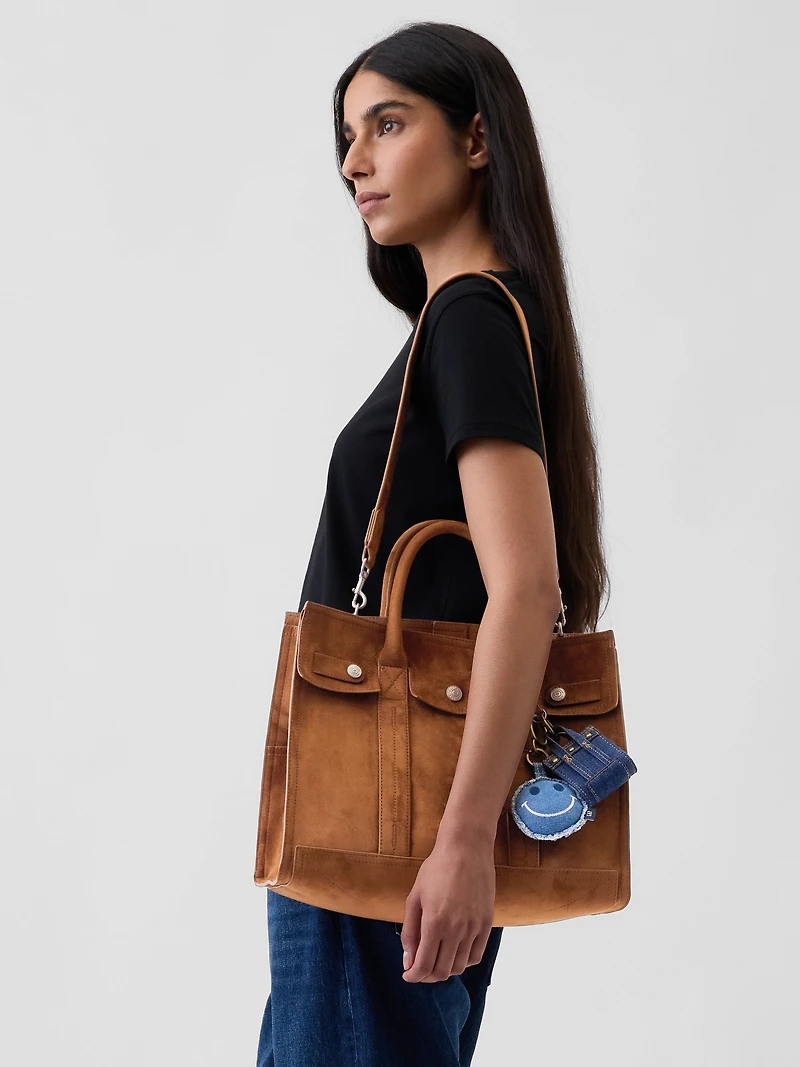 Vegan Suede Five Pocket Tote