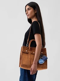 Vegan Suede Five Pocket Tote