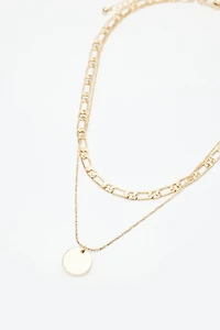 Set of 2 Chain & Medallion Necklaces