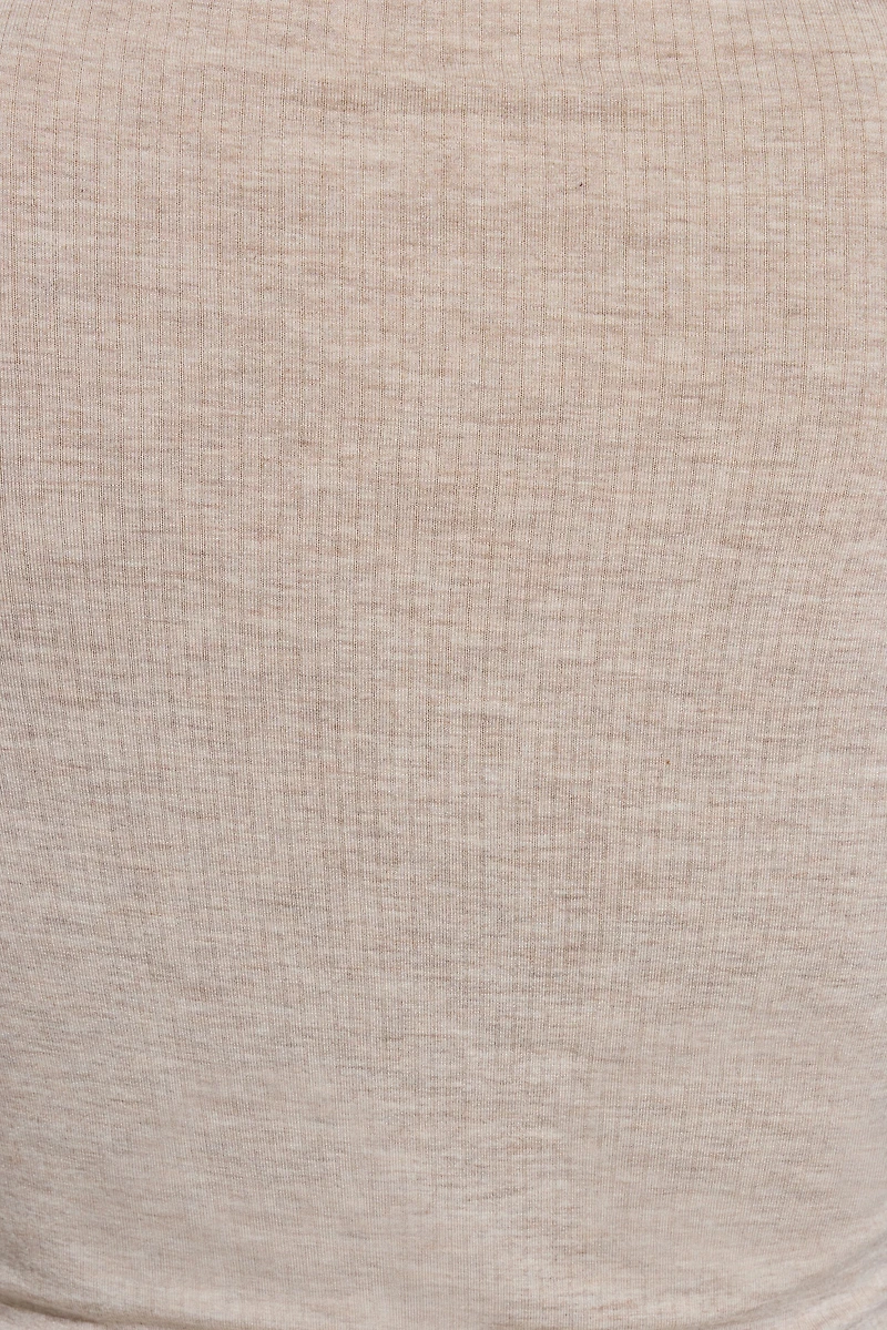 Sheer Ribbed Henley Long Sleeve Top