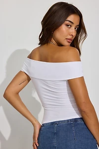 Twist Front Off Shoulder Top