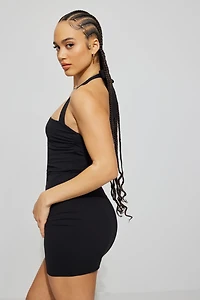 Straight Neck Halter Mini Dress