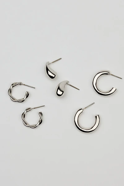 3 Pack of Twist Drop and Hoop Earrings