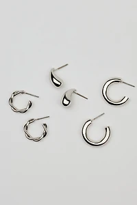 3 Pack of Twist Drop and Hoop Earrings