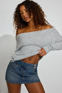 Long Sleeve Off Shoulder Bubble Sweater