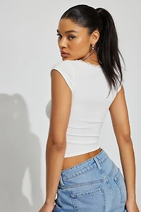 Myla Scoop Neck Lace Trim Rib Tee