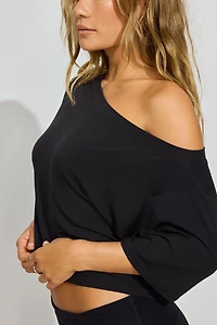 T-shirt à col bateau large et bande