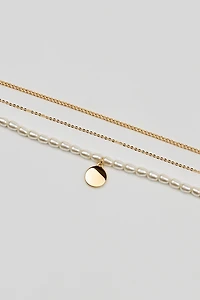Ensemble de 3 colliers à perles et chaînes