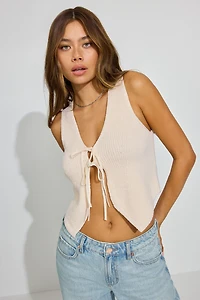 Veste sans manches à devant nouer