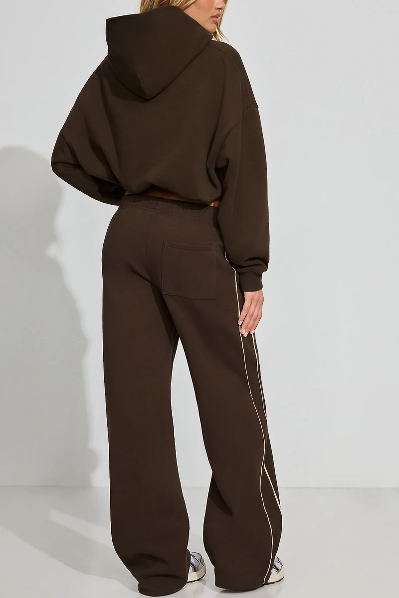 Straight Leg Sweatpants With Piping