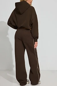 Straight Leg Sweatpants With Piping