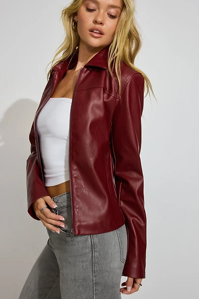 Faux Leather Worker Jacket