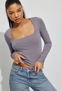 Portia Square Neck Long Sleeve Top