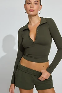 Sleek Polo Long Sleeve Top