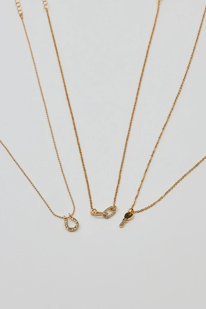 Set of 3 Key, Shoehorn & Link Necklaces