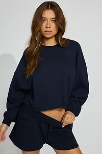 Sweatshirt SoftTerry à col rond et ourlet coup