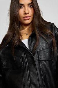 Blouson aviateur ample en faux cuir