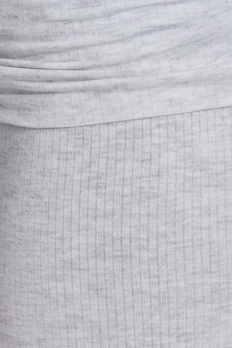 Sheer Ribbed Foldover Pants