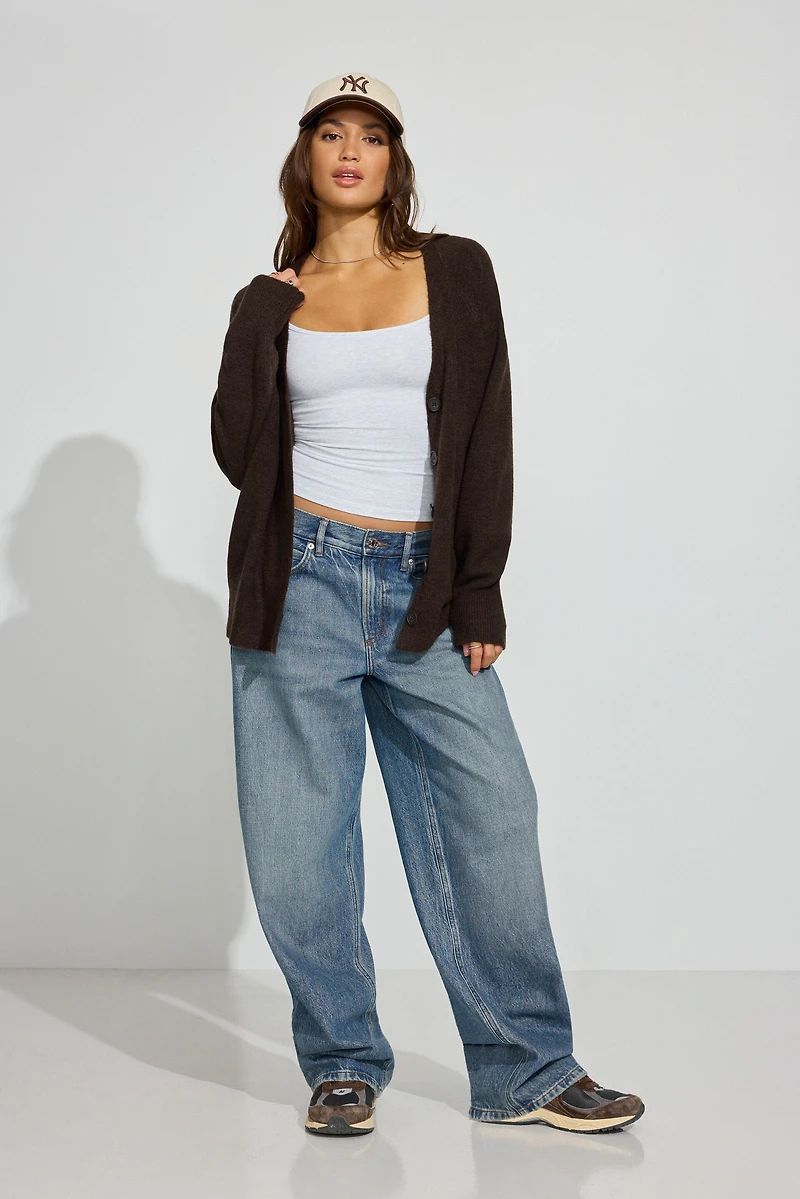 Cardigan spongieux surdimensionné à manches longues