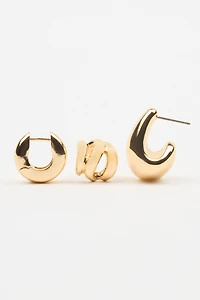 Ensemble de 3 paires de boucles d’oreilles abstraites