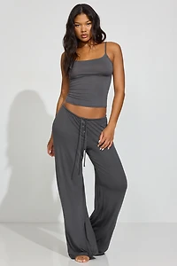 Pantalon décontracté côtelé diaphane