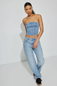 Denim Seamed Tube Top