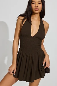 Ayla Halter Smocked Romper Dress
