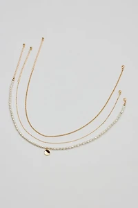 Ensemble de 3 colliers à perles et chaînes