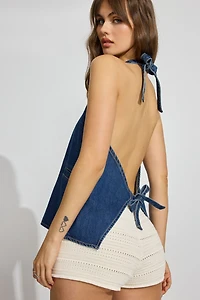 Denim Halter Vest