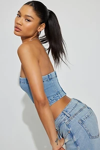 Denim Seamed Tube Top
