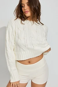 Chandail écourté en chenille torsadée