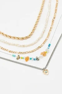 Ensemble de 5 colliers cailloux et perles