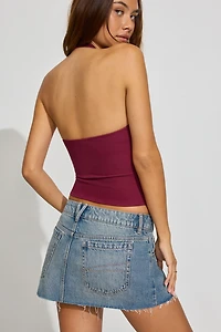 Jupe-short coupée en denim à coupe en A