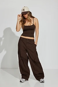 Low Rise Baggy Poplin Cargo Pants