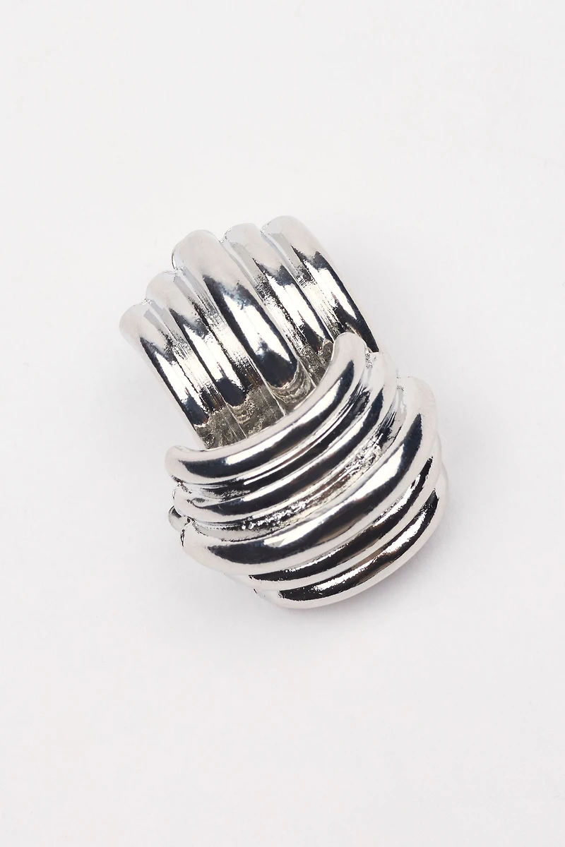 Lined Curve Button Earrings