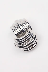 Lined Curve Button Earrings