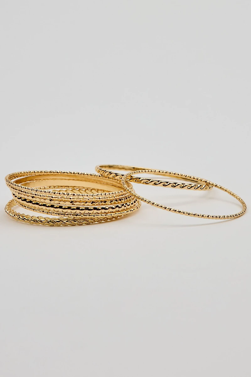 Set of 11 Textured Bangles