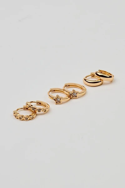 3 Pack Mini Stars & Gem Hoop Earrings