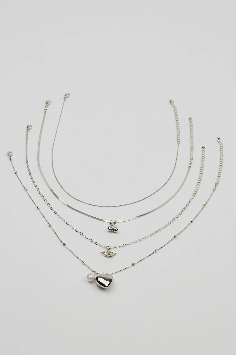 Ensemble de 4 colliers à breloques d'ange et de cerise