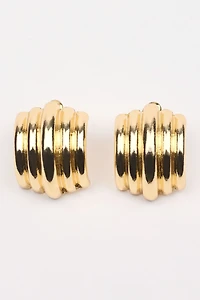 Lined Curve Button Earrings