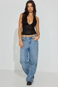 Halter Plunge Lace Top