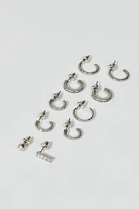Ensemble de 5 boucles d’oreilles avec anneaux et pierres du Rhin