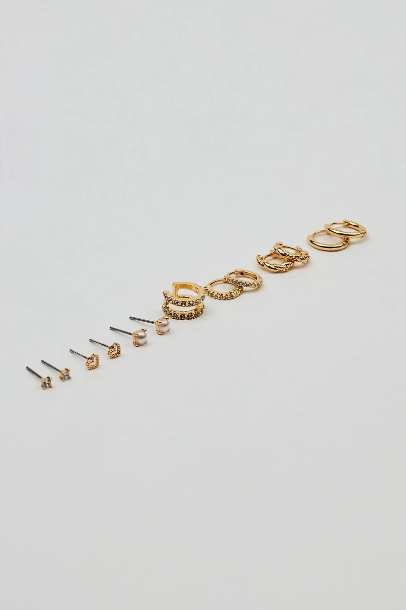 13 Pack of Gem, Hoop & Cuff Earrings 