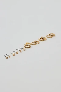 13 Pack of Gem, Hoop & Cuff Earrings 