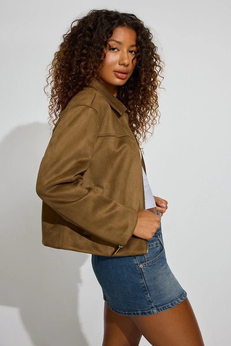 Blouson de travail ample en suède