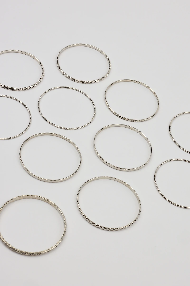 Set of 11 Textured Bangles