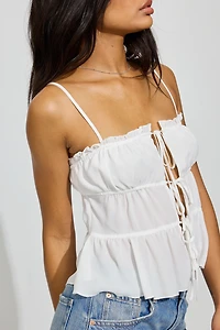 Tie Front Babydoll Cami Top