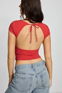 Crew Neck Open Back Tie Top