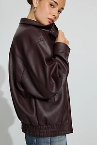 Oversized Faux Leather Bomber
